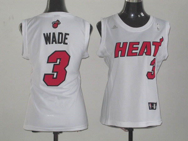  NBA Women Miami Heat 3 Dwyane Wade Swingman White Jersey